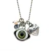 Gem Kingdom Women's Green / White / Silver Eye Love You Necklace Green Eye In Multi