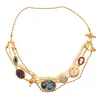 Gem Kingdom Women's Necklace Gold Plated Multi Stone In Brown
