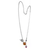 Gem Kingdom Women's Orange / Red Eye Love You Amber Eye & Red Heart Necklace In Multi