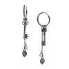 Gem Kingdom Women's Pink / Silver / Blue Back To The Future - Key Earrings With Aqua Onyx