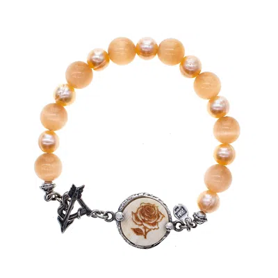 Gem Kingdom Women's Pink / White Beaded Bracelet Pink In Orange
