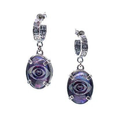 Gem Kingdom Women's Purple / Silver Purple Eye Earrings In Blue
