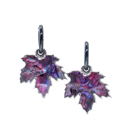 Gem Kingdom Women's Purple / Silver Purple Leaf Earrings
