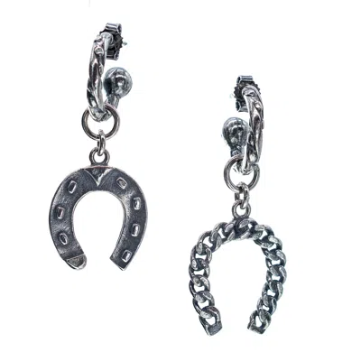 Gem Kingdom Women's Rebel Rebel - Horseshoe Sterling Silver Earrings