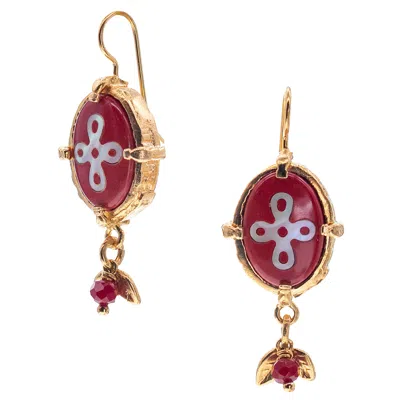 Gem Kingdom Women's Red / Gold Coral Red Eternal Bloom Earrings