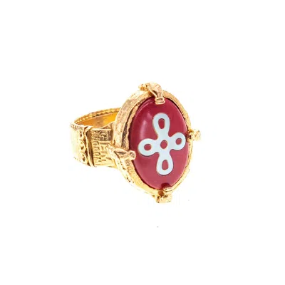 Gem Kingdom Women's Red / Gold Coral Red Eternal Bloom Ring
