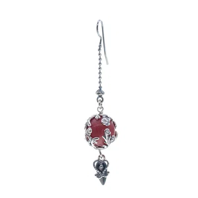 Gem Kingdom Women's Red / Silver Red Carnelian Single Earring In Multi