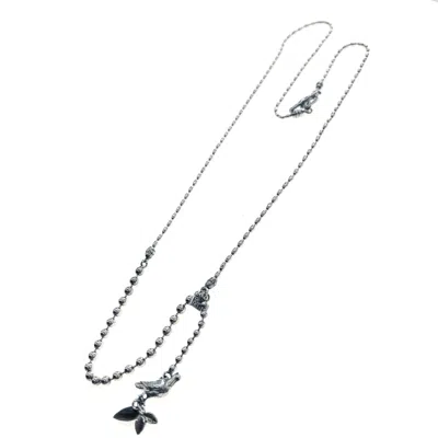 Gem Kingdom Women's Silver / Black Sterling Silver Dove Necklace Black L In Metallic