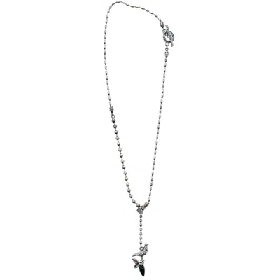 Gem Kingdom Women's Silver / Black Sterling Silver Dove Necklace Black Xs In Multi