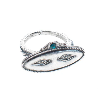 Gem Kingdom Women's Silver / Blue Eye See You Ring In Multi