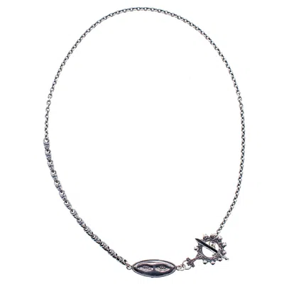 Gem Kingdom Women's Silver Ex Voto Eye & Rosary Ring Necklace