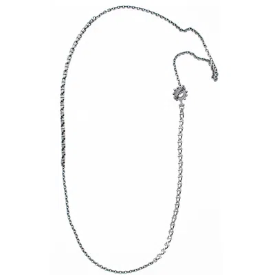 Gem Kingdom Women's Silver Ex Voto Textured Link Necklace M In Metallic
