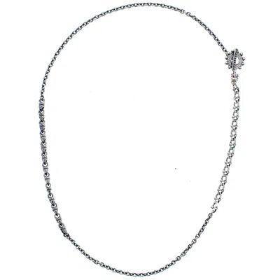 Gem Kingdom Women's Silver Ex Voto Textured Link Necklace S In Metallic