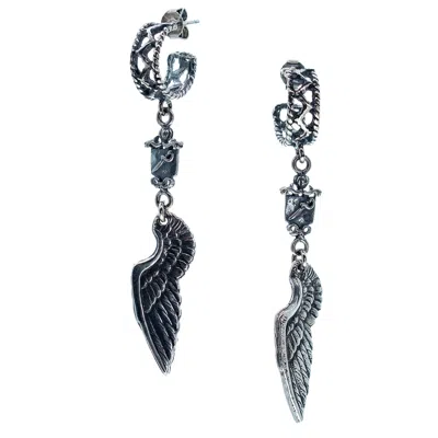 Gem Kingdom Women's Silver Wing Earrings