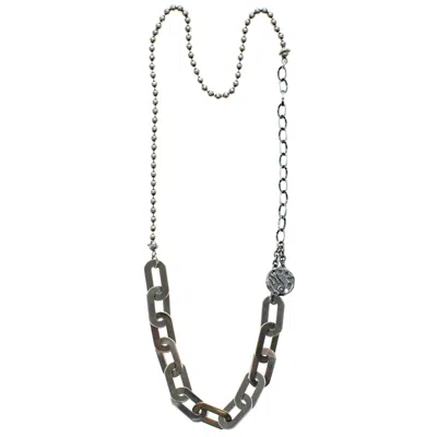 Gem Kingdom Women's Sterling Silver Mixed Link Chain Necklace Sweet Dreams In Gray