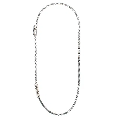 Gem Kingdom Women's Sterling Silver Mixed Link Chain Rebel Rebel I V W