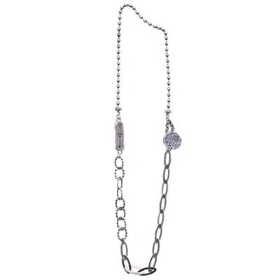 Gem Kingdom Women's Sterling Silver Mixed Link Necklace Sweet Dreams I I W