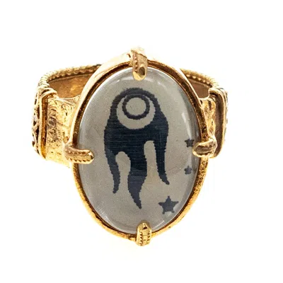 Gem Kingdom Women's White / Gold Cosmic Ring White In Multi