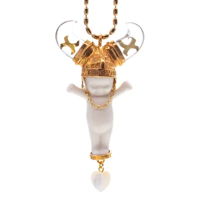 Gem Kingdom Women's White / Gold Happy Baby - Little Viking Brat White And Gold