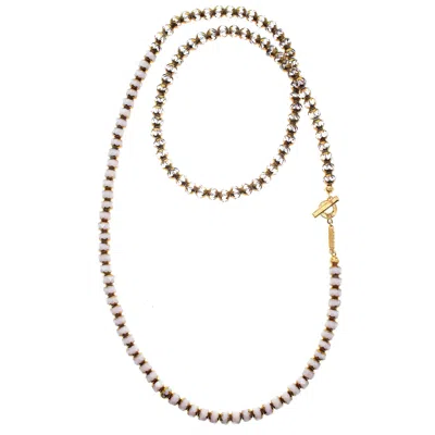 Gem Kingdom Women's White / Gold White And Gold Vintage Glass Bead Necklace