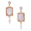 Gem Kingdom Women's White Mother Of Pearl Gold Plated Earring - Burning Heart In Multi