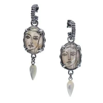 Gem Kingdom Women's White / Silver Back To The Future - Mother Of Pearl Earrings