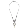 Gem Kingdom Women's White / Silver Back To The Future - Sterling Silver Necklace With Carved White Mother Of Pea
