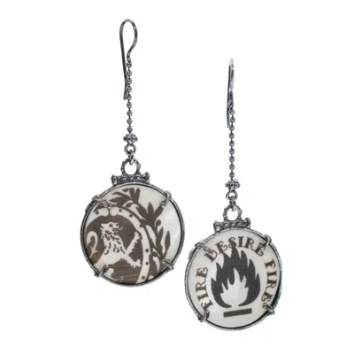Gem Kingdom Women's White / Silver Back To The Future Asymmetric Earrings White In Metallic