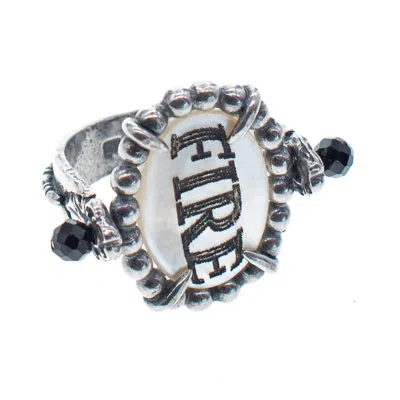 Gem Kingdom Women's White / Silver Fire & Desire Flippable Spinner Ring In Gold
