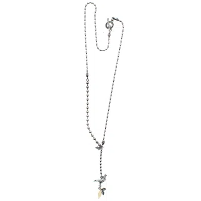 Gem Kingdom Women's White / Silver Sterling Silver Dove Necklace White S In Multi