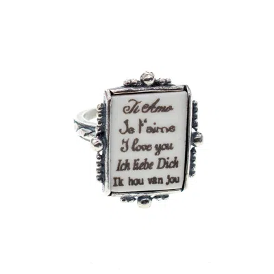 Gem Kingdom Women's White / Silver White Love Letter Ring Silver