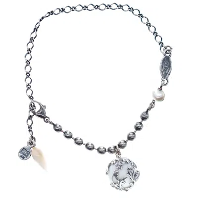 Gem Kingdom Women's White / Silver White Porcelain Drop Bracelet