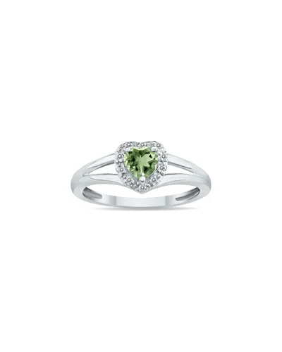 Gem Spark 14k 0.51 Ct. Tw. Diamond & Green Amethyst Ring In Metallic