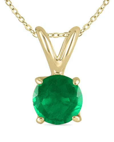Gem Spark 14k 0.23 Ct. Tw. Emerald Solitaire Necklace In Burgundy