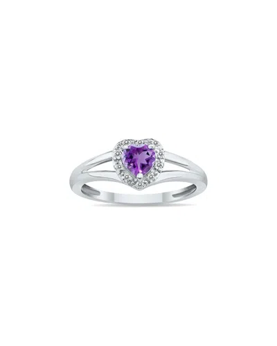 Gem Spark 14k 0.51 Ct. Tw. Diamond & Amethyst Ring In Metallic