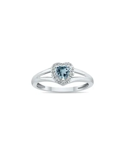 Gem Spark 14k 0.51 Ct. Tw. Diamond & Aquamarine Ring In Metallic
