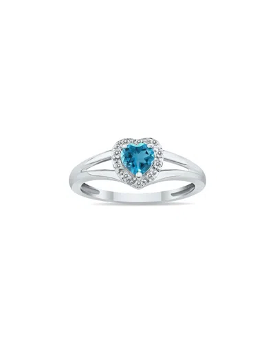 Gem Spark 14k 0.51 Ct. Tw. Diamond & Blue Topaz Ring In Metallic