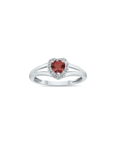Gem Spark 14k 0.51 Ct. Tw. Diamond & Garnet Ring In Metallic