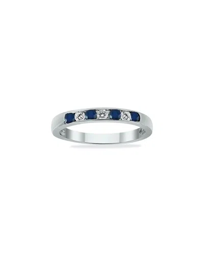 Gem Spark 14k 0.66 Ct. Tw. Diamond & Sapphire Ring In Blue
