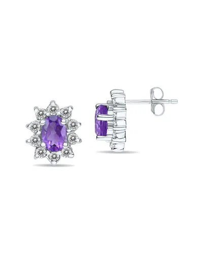 Gem Spark 14k 1.60 Ct. Tw. Diamond & Amethyst Earrings