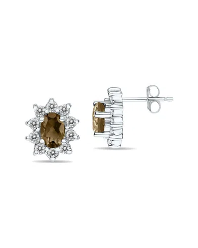 Gem Spark 14k 1.60 Ct. Tw. Diamond & Smoky Quartz Earrings