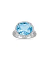 Gem Spark 14k 8.30 Ct. Tw. Diamond & Blue Topaz Ring