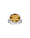 Gem Spark 14k 8.30 Ct. Tw. Diamond & Citrine Ring