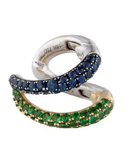 Pre-owned Gemella Jewels 18k Tsavorite & Sapphire Ear Cuff In Multi