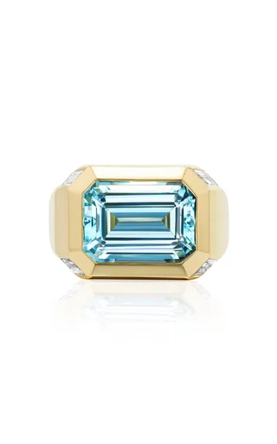 Gemella Jewels 18k Yellow Gold Aquamarine Ring In Light Blue