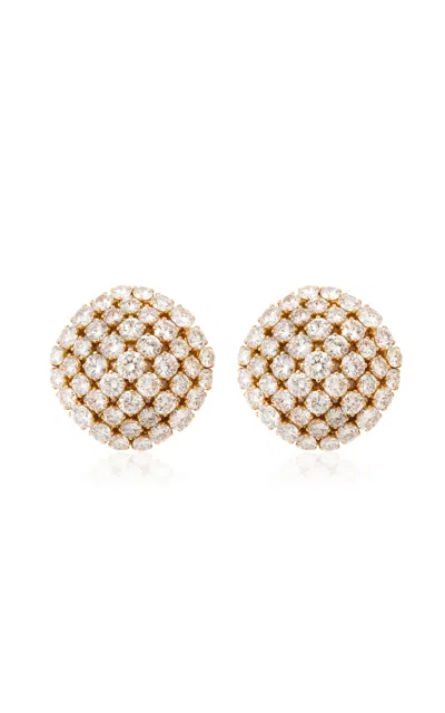 Gemella Jewels 18k Yellow Gold Diamond Button Earrings