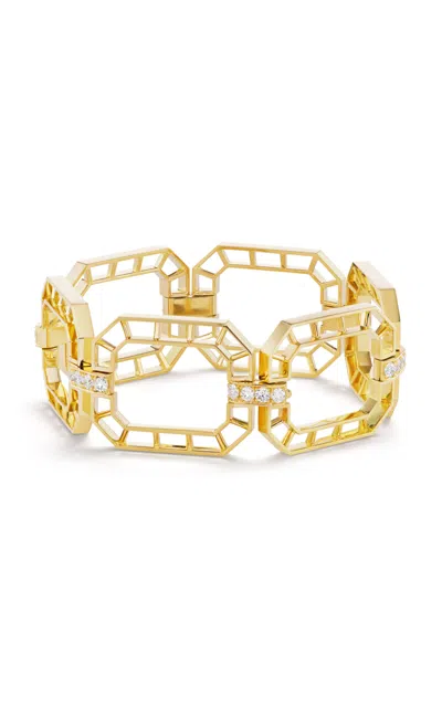 Gemella Jewels 18k Yellow Gold Diamond Link Bracelet In Metallic