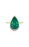 Gemella Jewels 18k Yellow Gold Emerald; Diamond Ring In Green