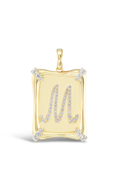 Gemella Jewels 18k Yellow Gold Portrait Medallion "m" In Gold