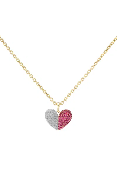 Gemella Jewels 18k Yellow Gold Victorian Sweetheart Diamond X Ruby On 18" Legacy Chain In Red
